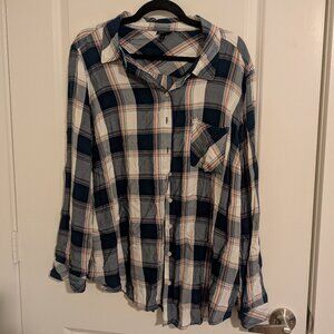 torrid Lizzie Rayon Twill Button-Up Long Sleeve Shirt Size 2X